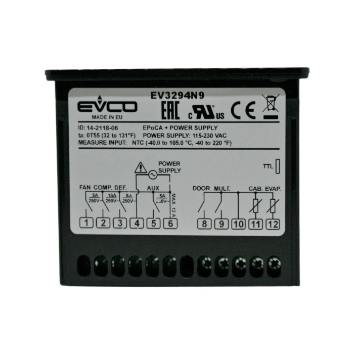 Evco EV3294N9 Single Probe Touch Digital Thermostat 115-230V