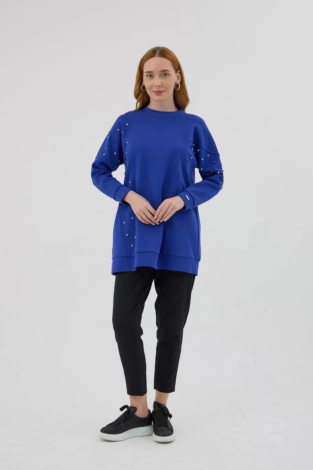 Asimetrik Kuplu Taşlı Tunik