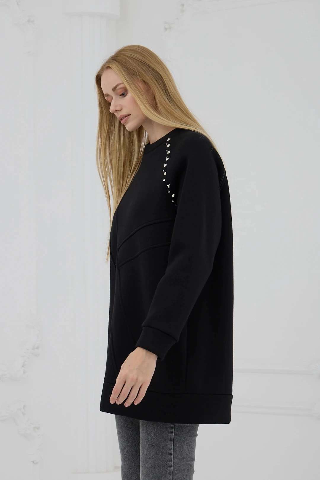 Taş Detaylı Parçalı Sweatshirt