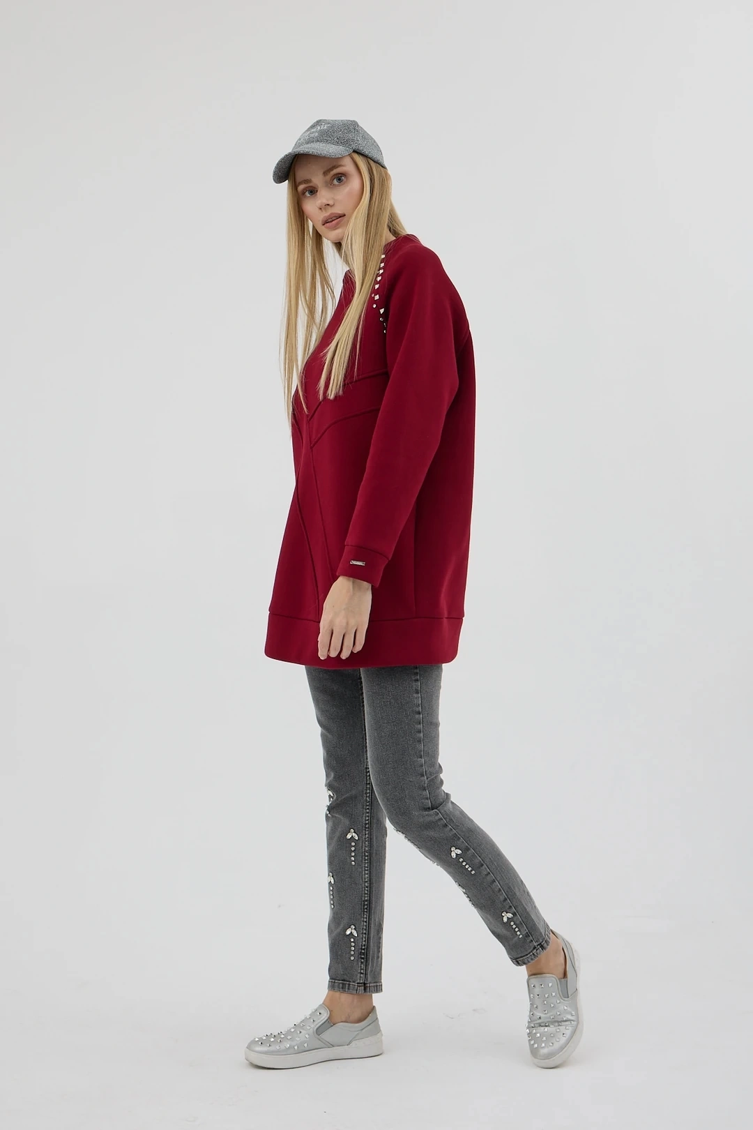 Taş Detaylı Parçalı Sweatshirt