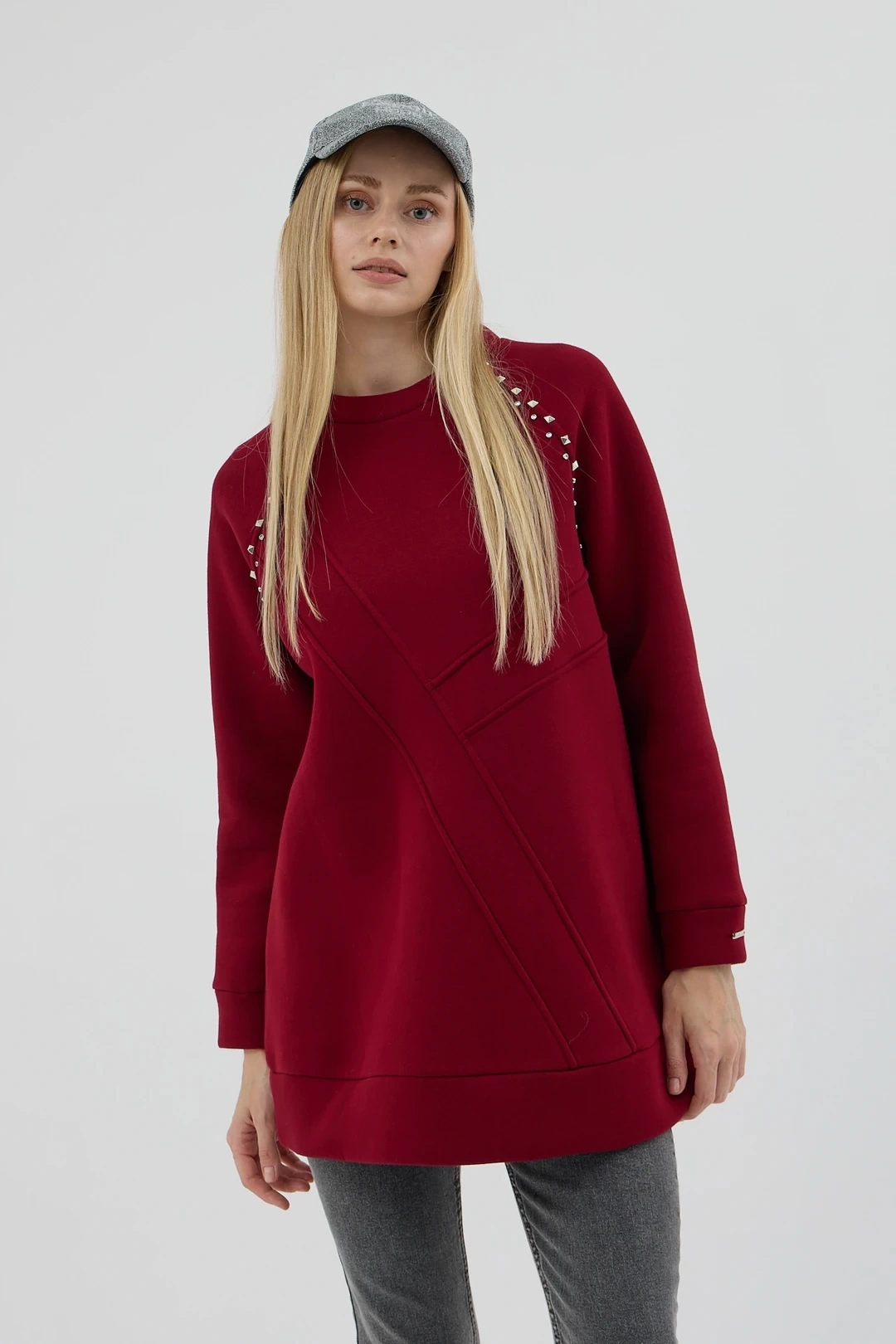 Taş Detaylı Parçalı Sweatshirt