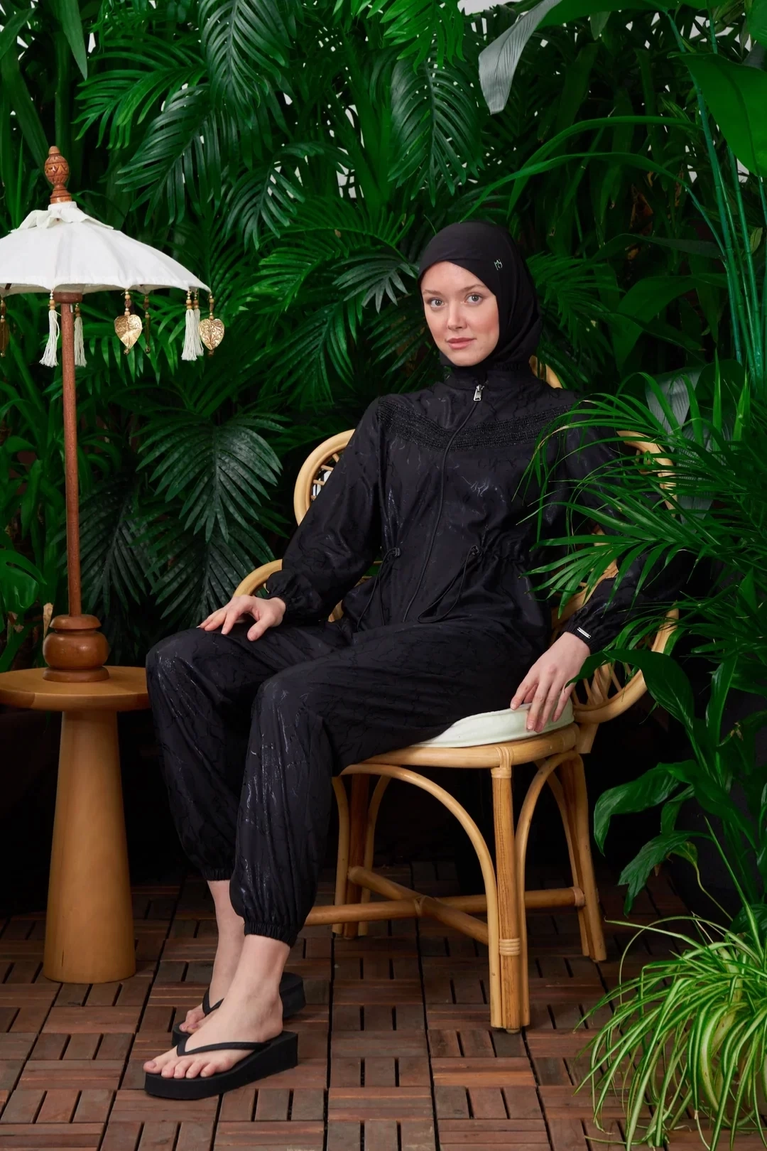 Baskılı Tulum Tesettür Mayo