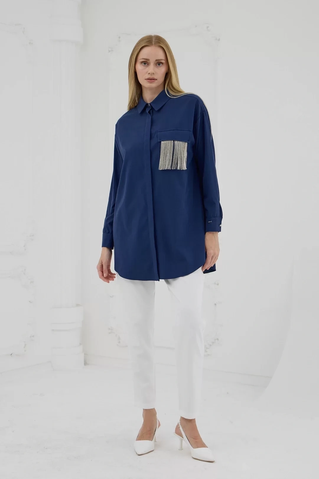 Tassel Pocket Stoned Cotton Shirt