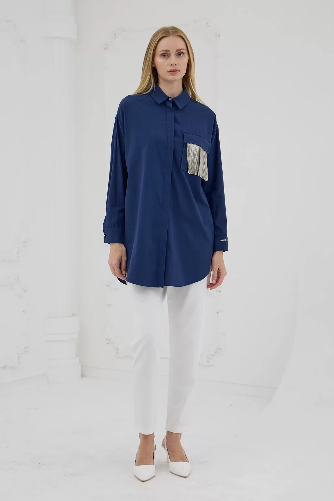 Tassel Pocket Stoned Cotton Shirt