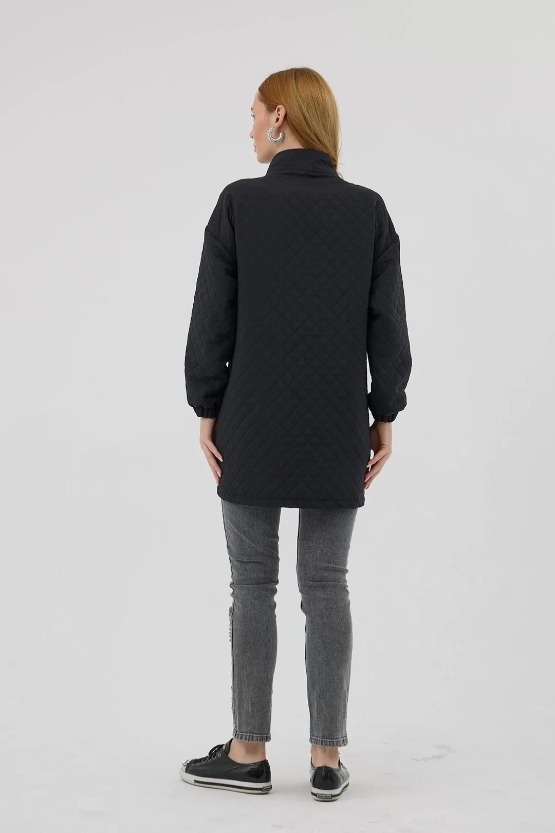 تونیک یقه ایستاده طرح‌دار مشکی