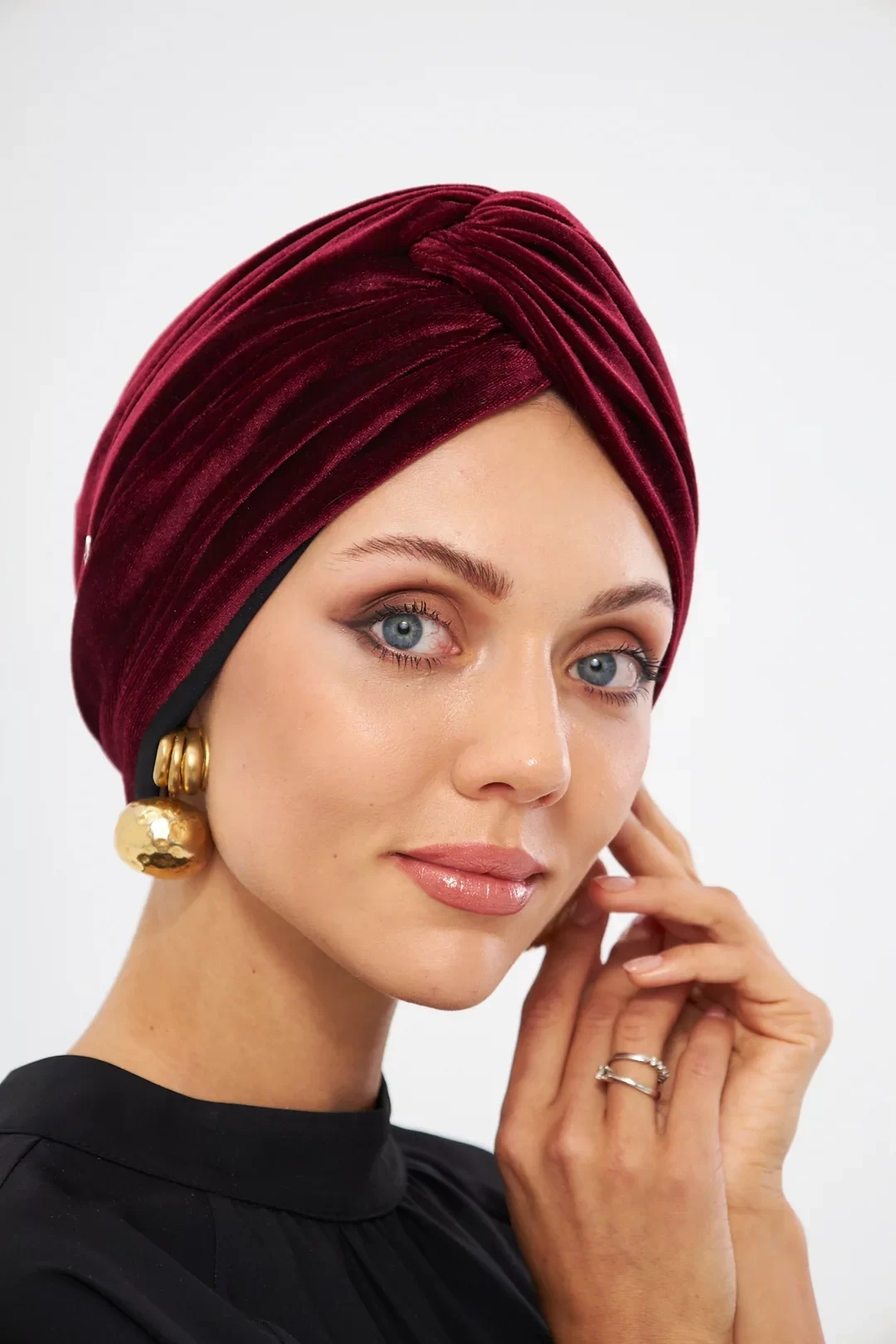 Cuffia in velluto non imbottita, rosso bordeaux