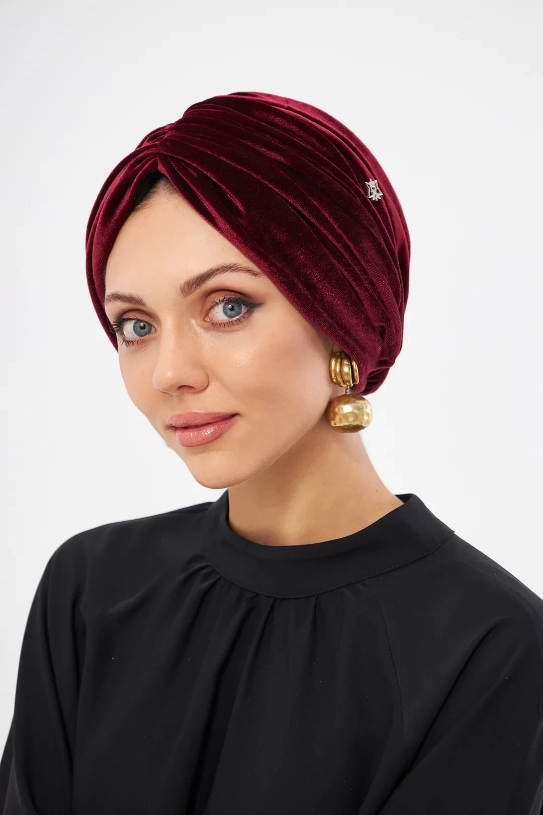 Cuffia in velluto non imbottita, rosso bordeaux