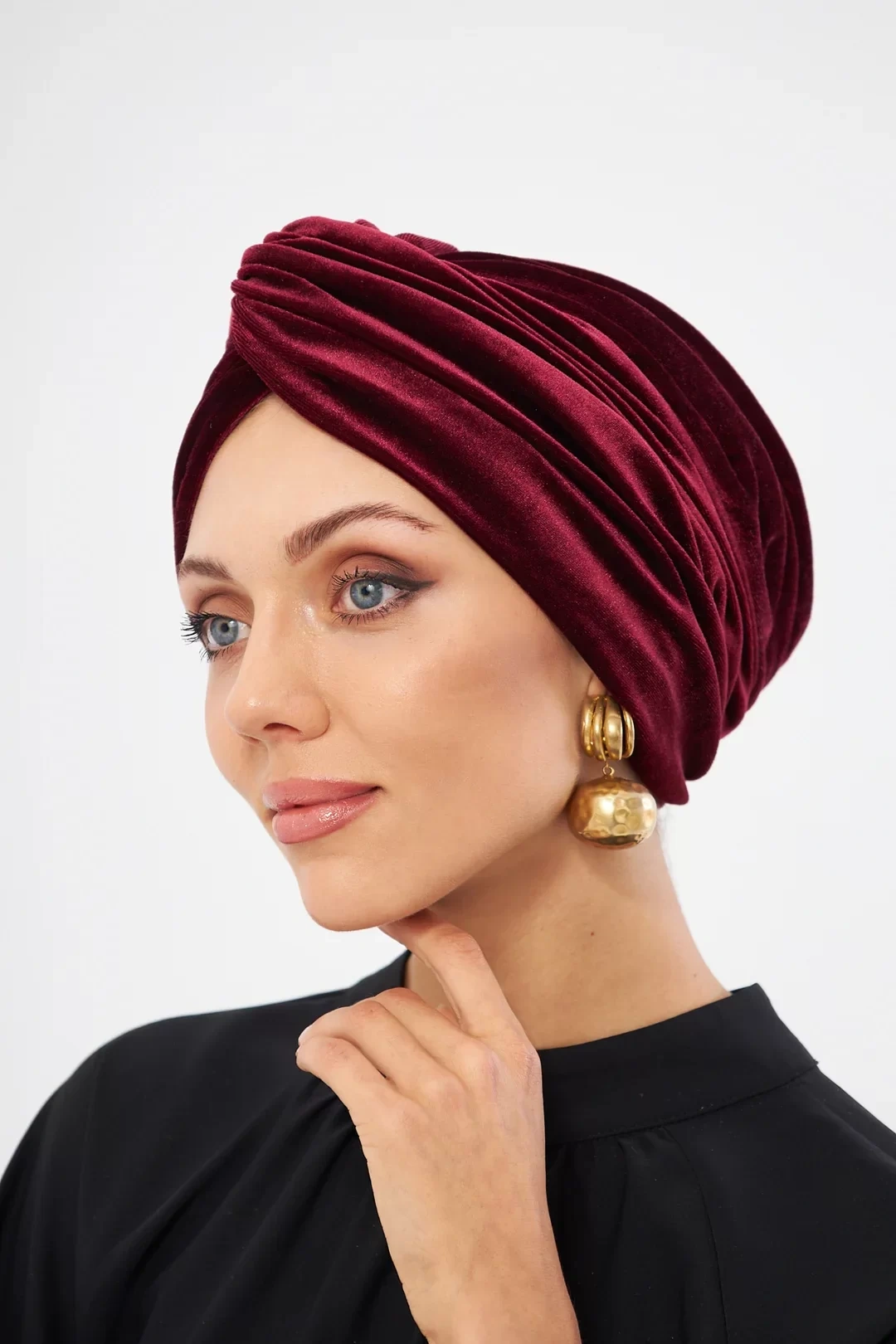 Cuffia in velluto non imbottita, rosso bordeaux
