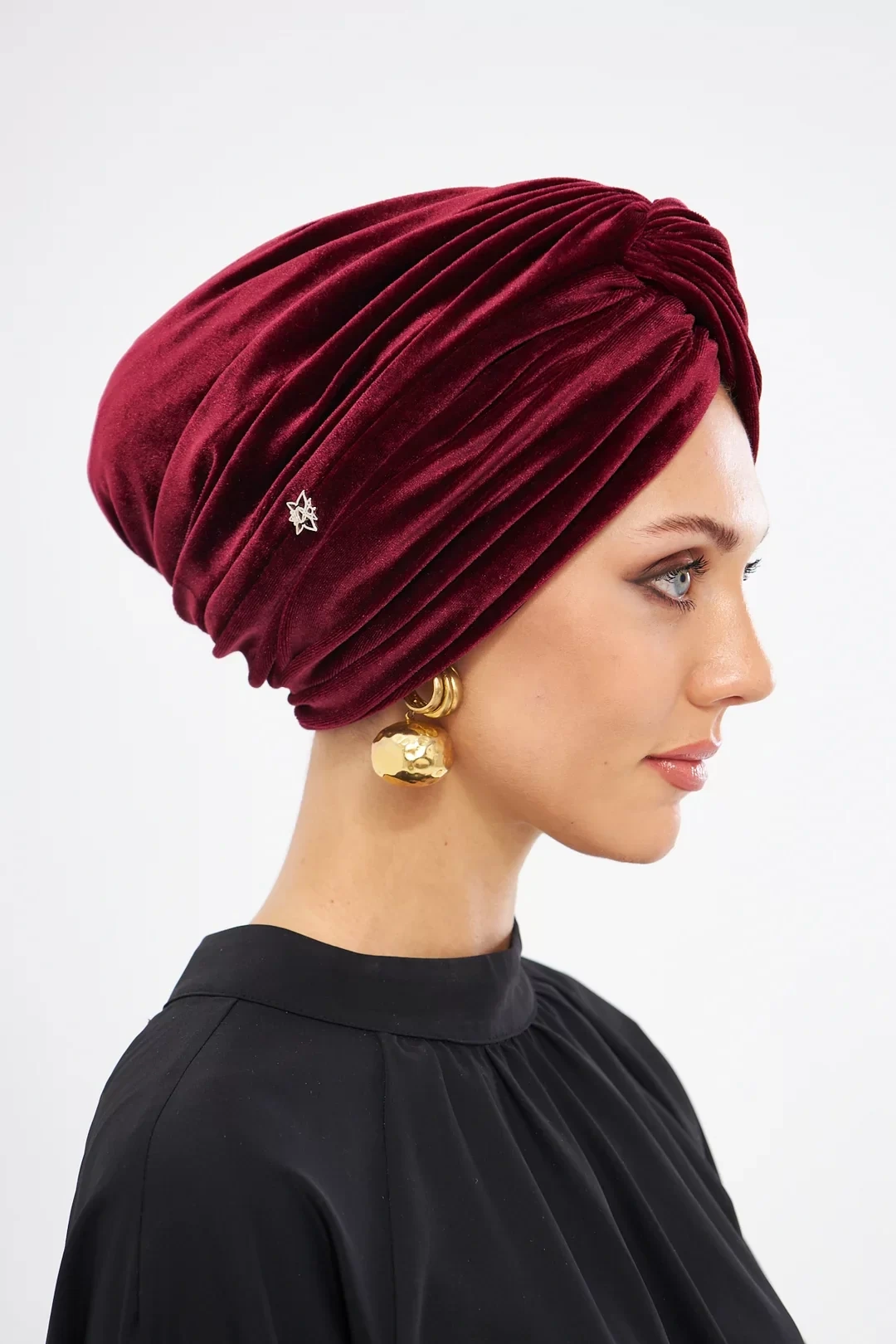 Cuffia in velluto non imbottita, rosso bordeaux
