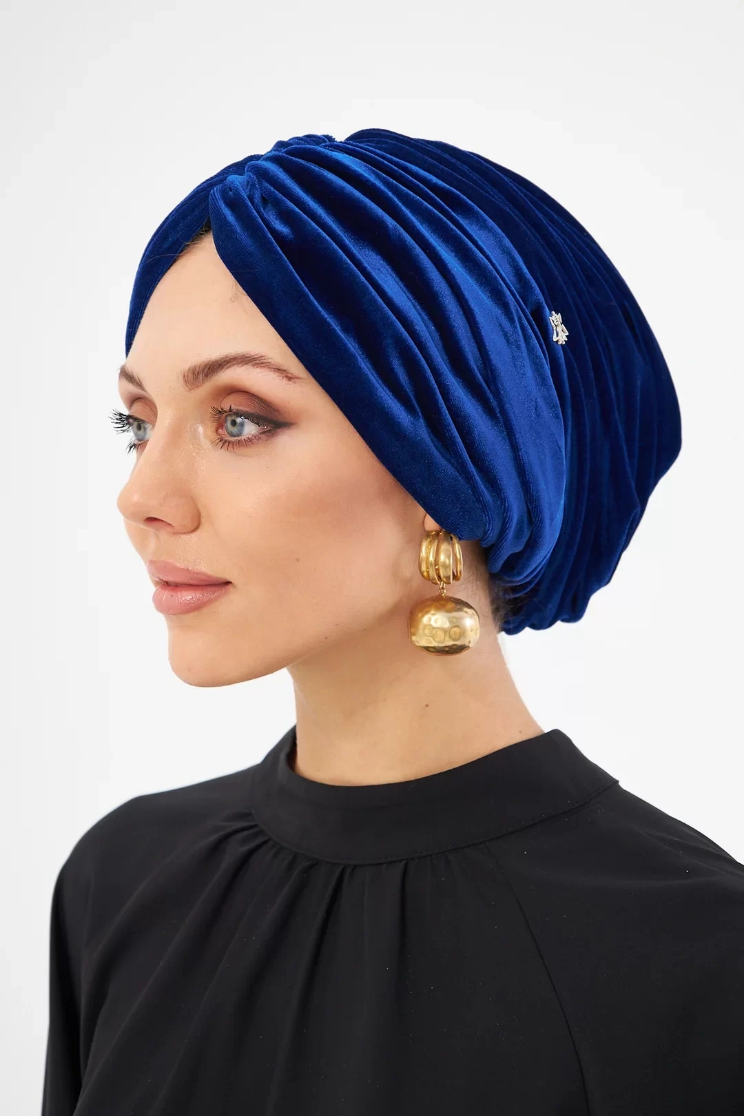 Cuffia in velluto non imbottita, blu Parlamento