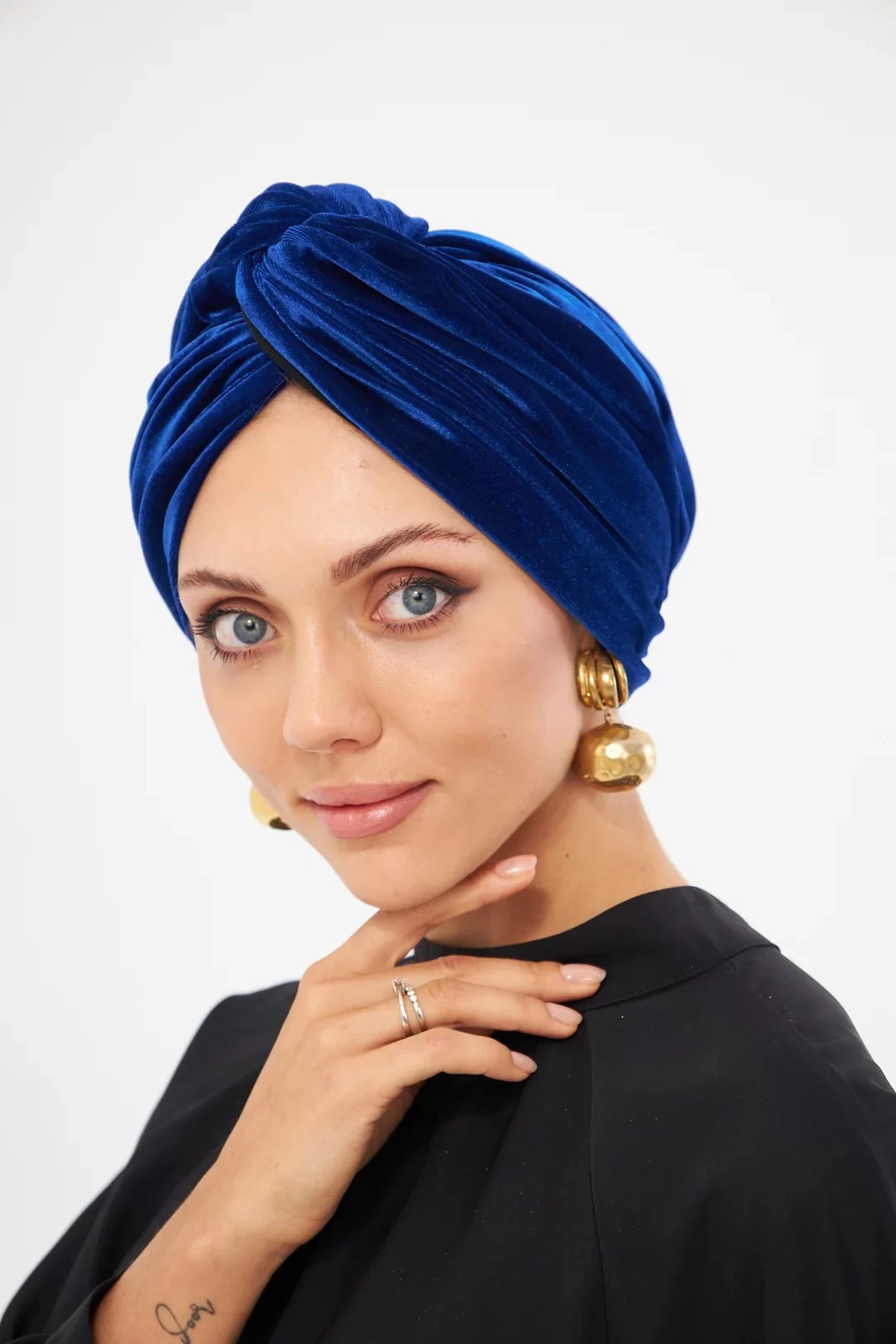 Cuffia in velluto non imbottita, blu Parlamento