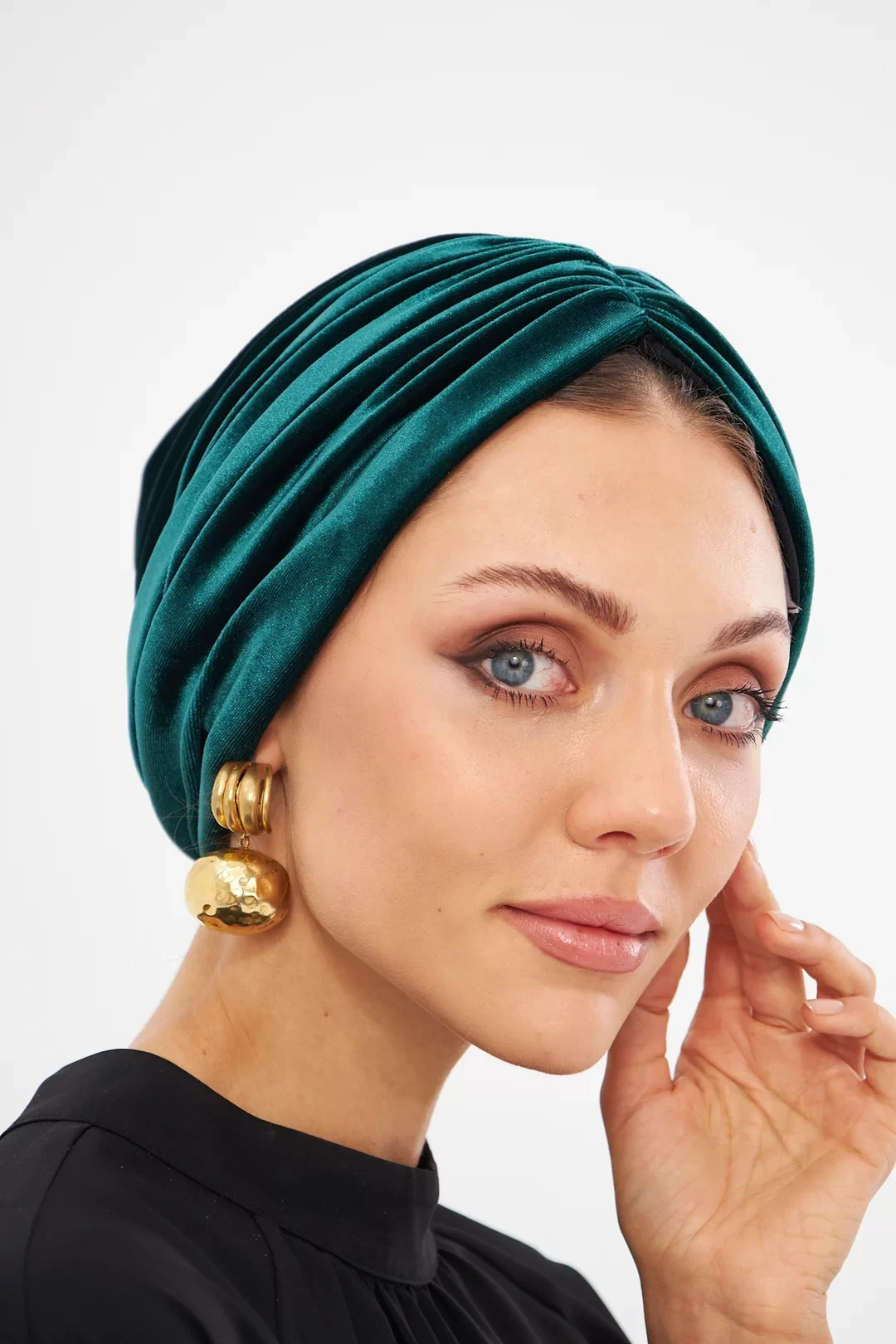 Cuffia di velluto non imbottita Smeraldo