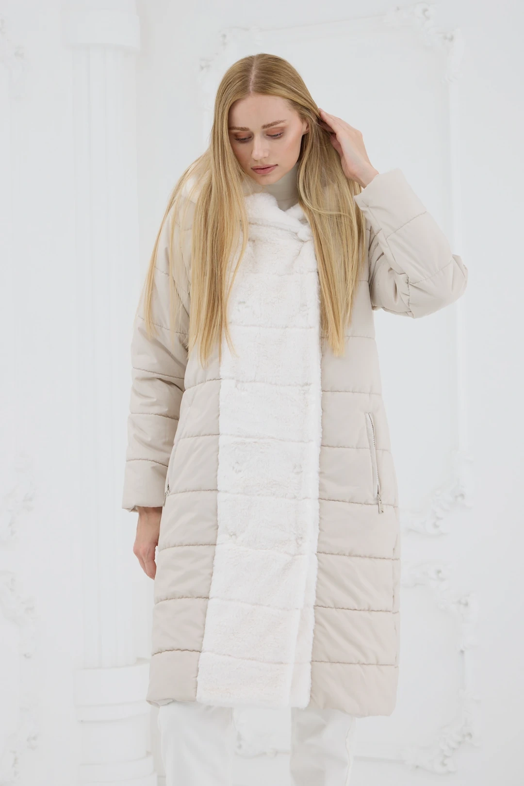 ژاکت پفی خز بژ