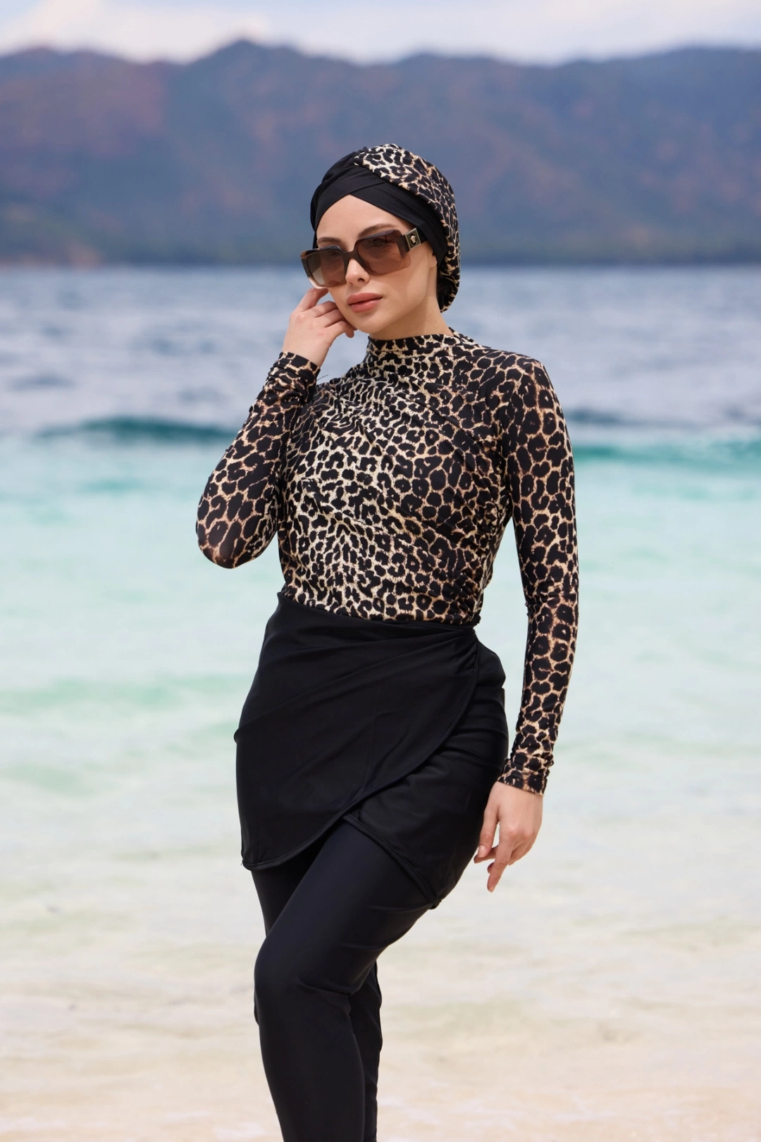Leopar Etekli 5 Parça Mayo Takım