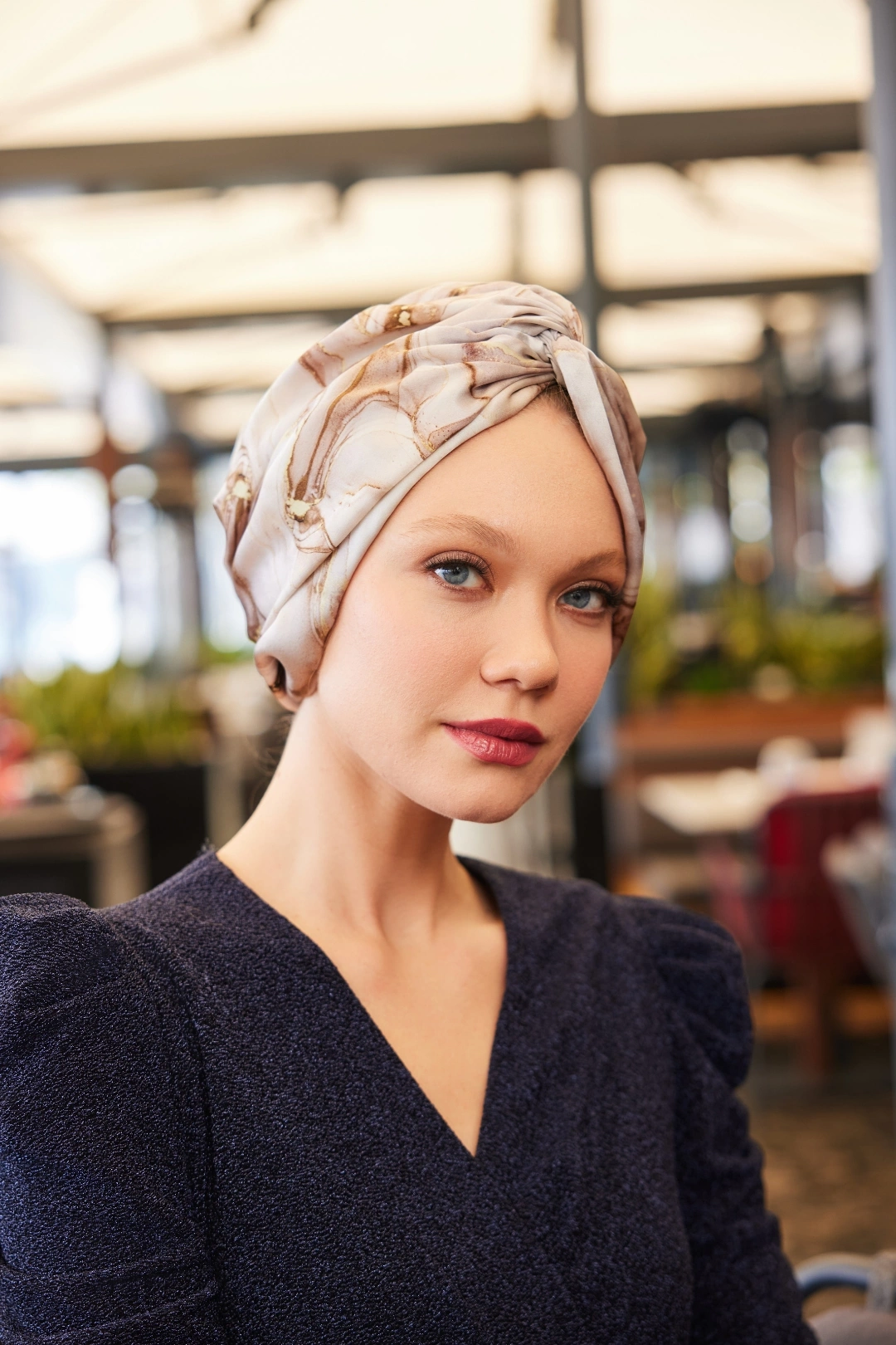 Marble Pattern Cream Silk Unfilled Bonnet