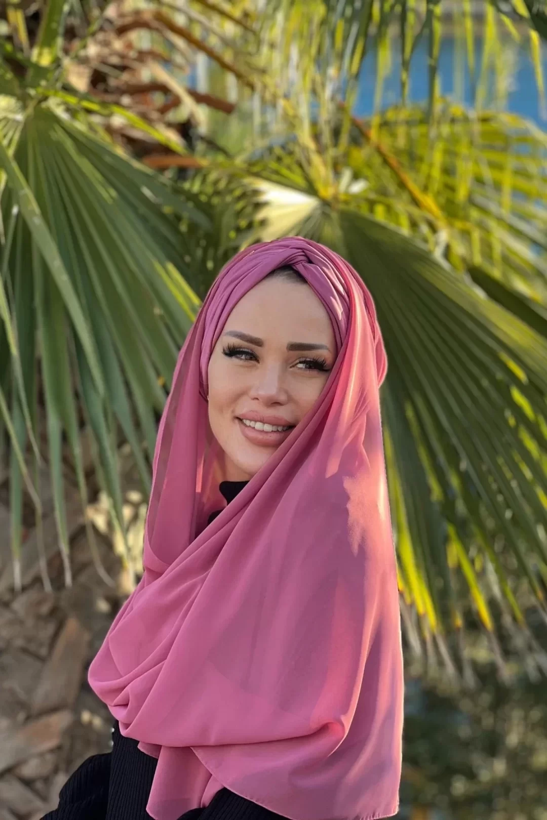 Şallı Burgulu Dolgulu Günlük Bone - Pembe