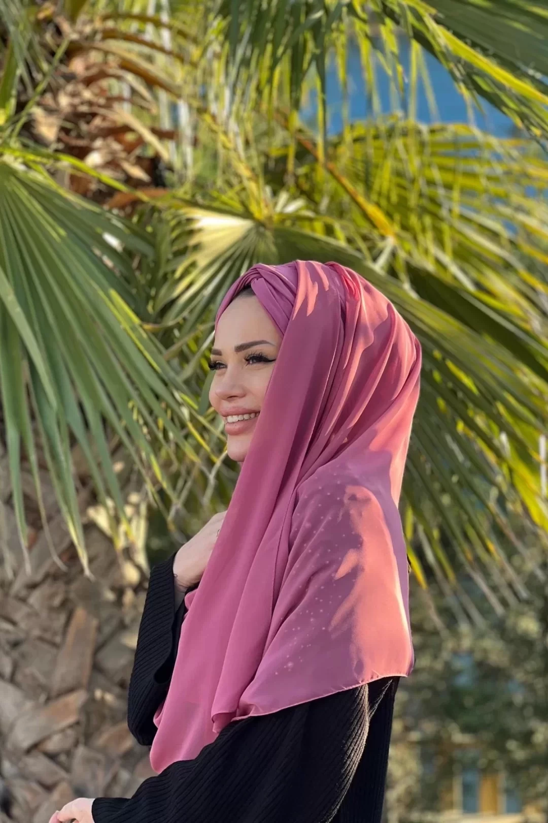 Şallı Burgulu Dolgulu Günlük Bone - Pembe