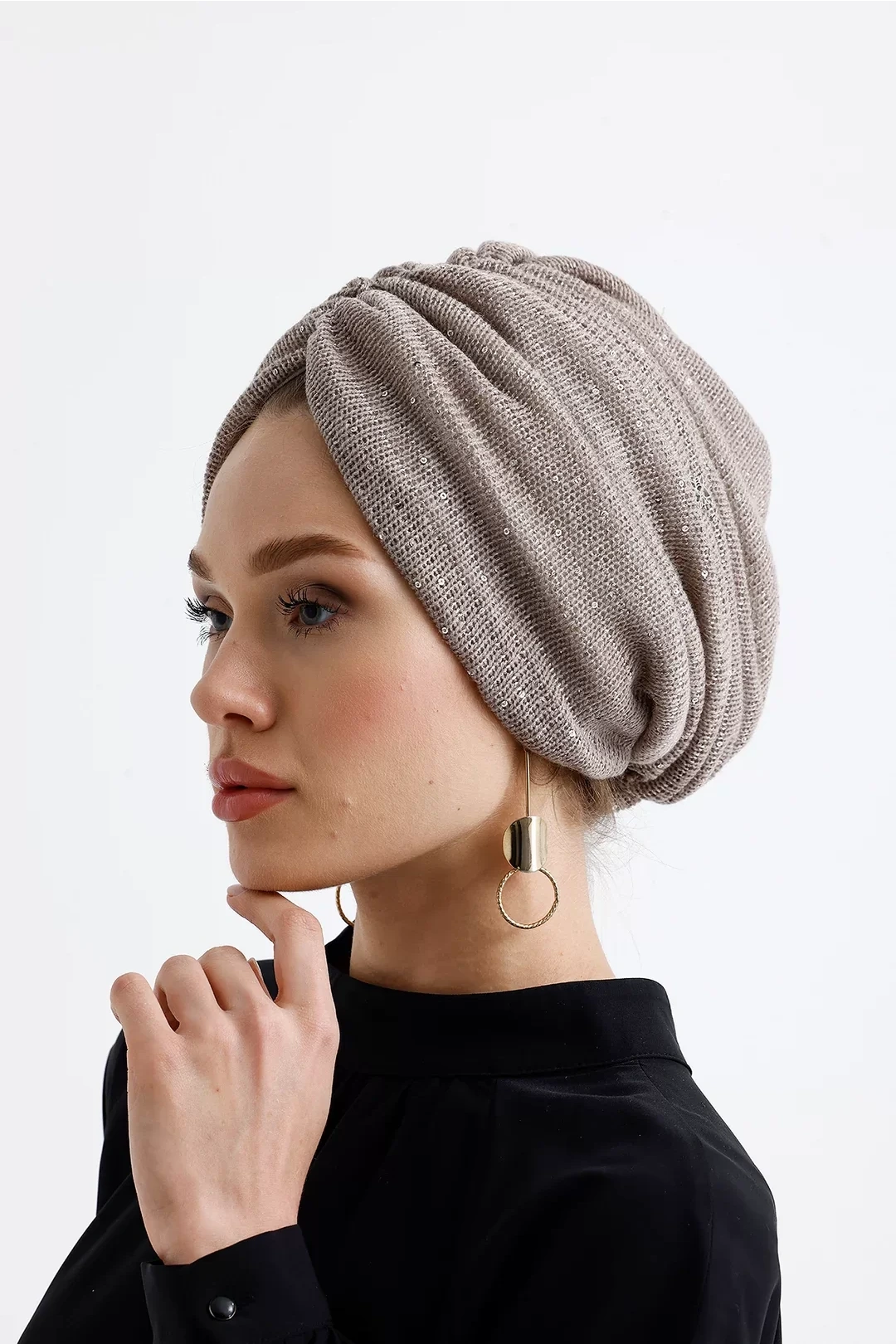 کلاه بافتنی بدون پر - قهوه‌ای