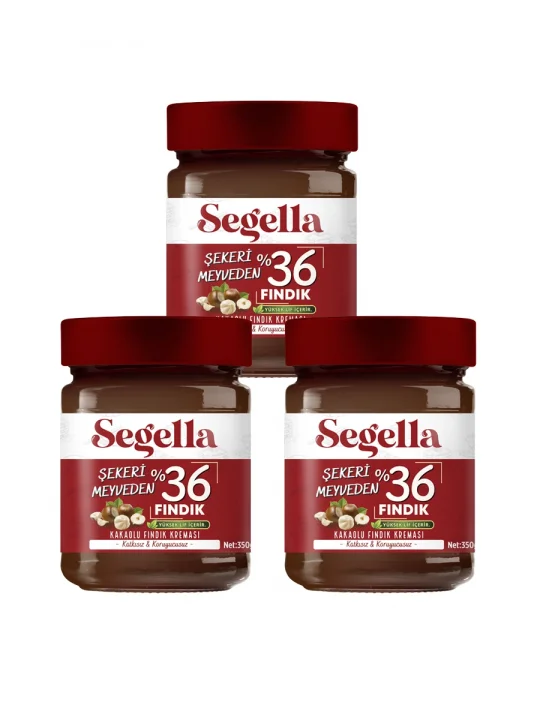 Segella Şekeri Meyveden %36 Kakaolu Fındık Kreması 350gr x 3 Adet
