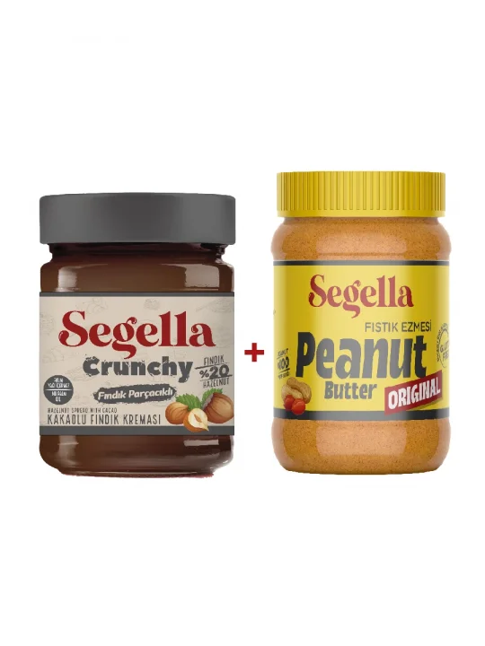 Segella Fındık Parçacıklı Kakaolu Fındık Kreması 350gr ve %100 Fıstık Ezmesi Original 350gr X 2 Adet