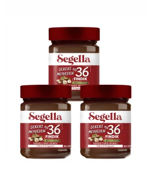 Segella Şekeri Meyveden %36 Kakaolu Fındık Kreması 350gr x 3 Adet