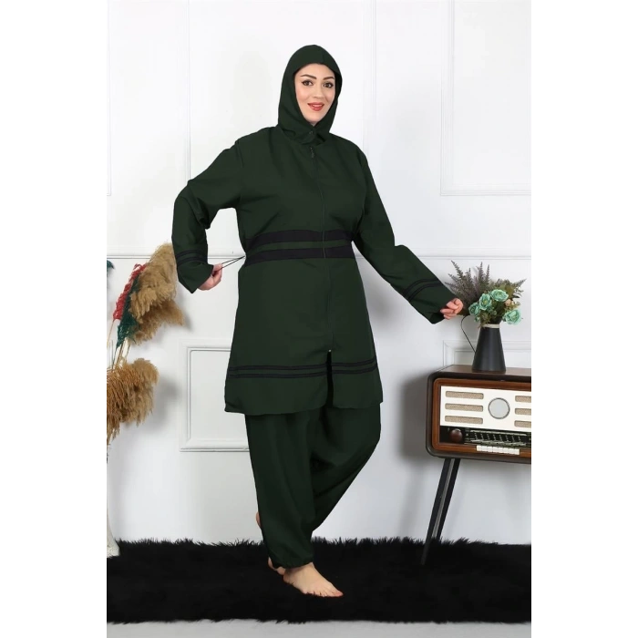 Büyük Beden Tesettür Mayo Haki