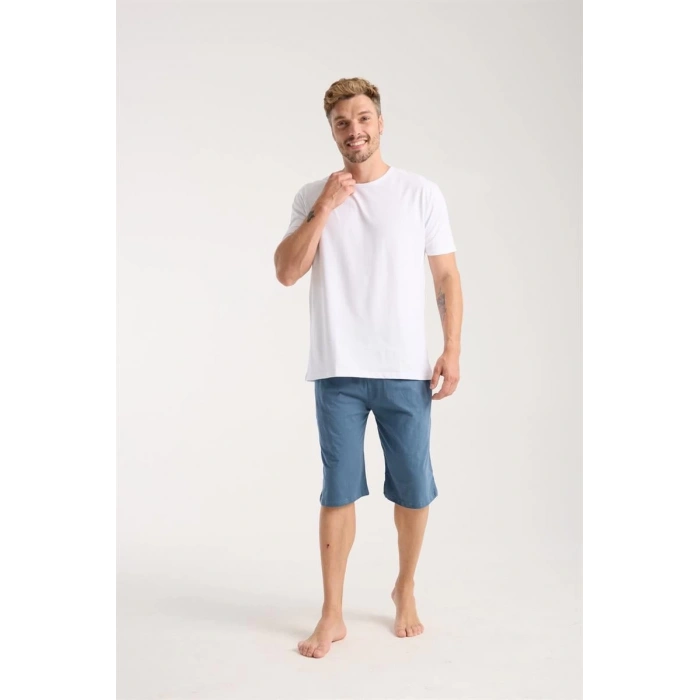 Erkek Cepli Pamuk Penye Şort İndigo