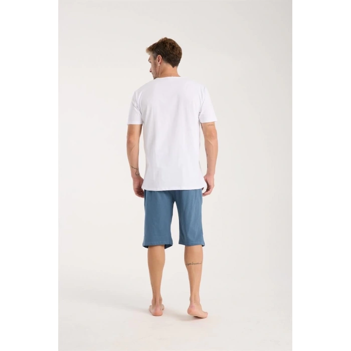 Erkek Cepli Pamuk Penye Şort İndigo