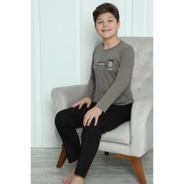 Erkek Çocuk Penye Pijama Takım Vizon