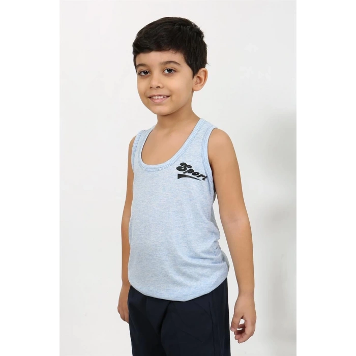 Erkek Çocuk Sıfır Kol Penye Pijama Takım Mavi