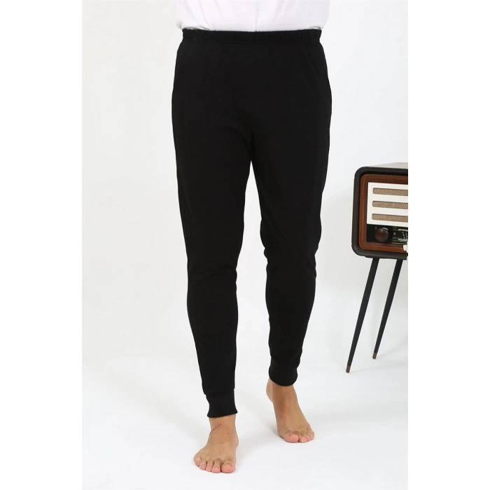Erkek Pamuk Tek Alt Pijama Siyah