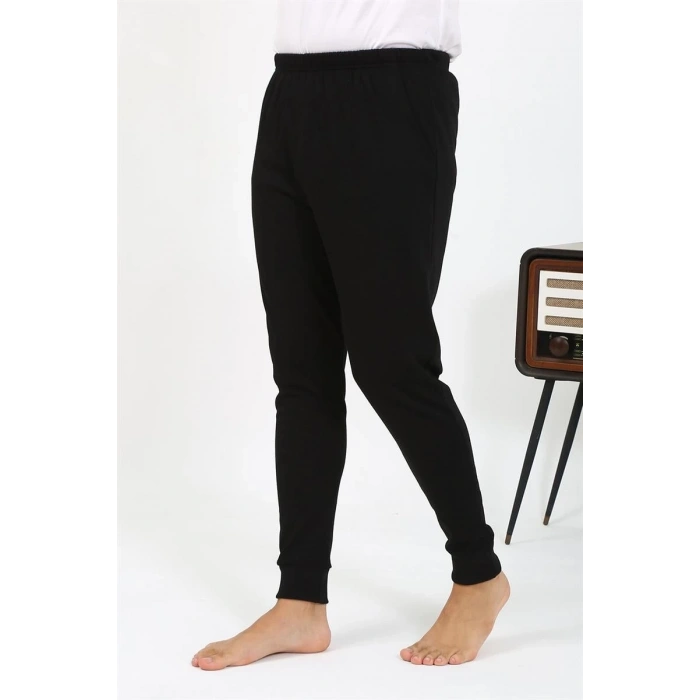 Erkek Pamuk Tek Alt Pijama Siyah