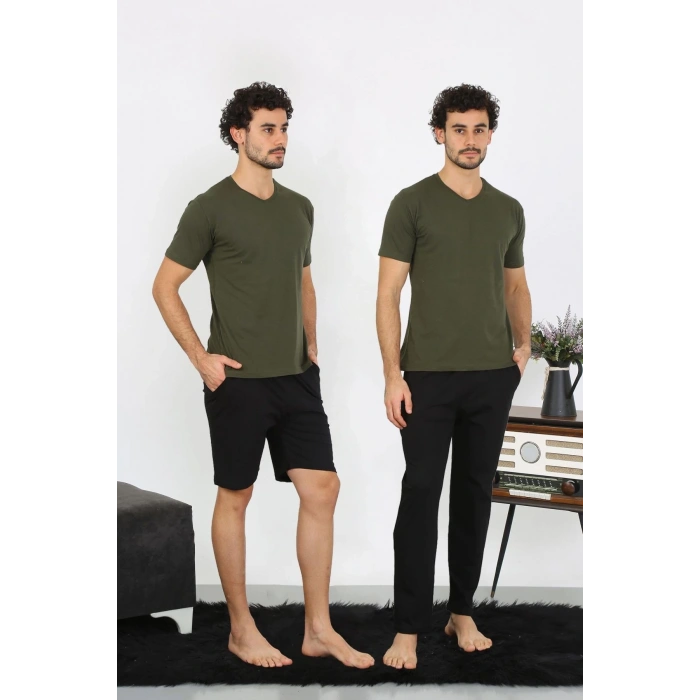 Erkek Penye Haki 3lü Pijama Takımı