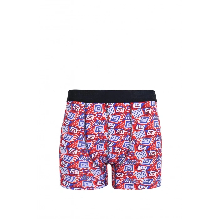 Erkek Penye Likralı Desenli Boxer Kırmızı