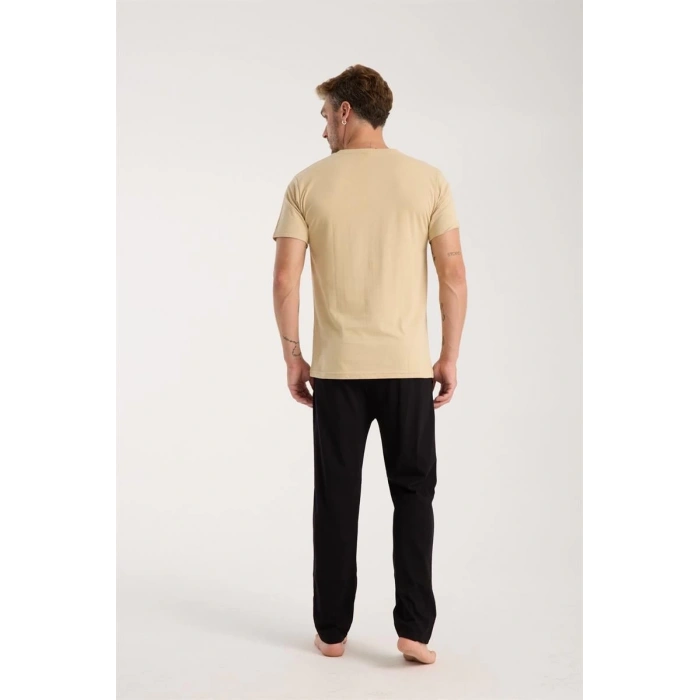 Erkek Ten Rengi Kısa Kol Pijama Takımı