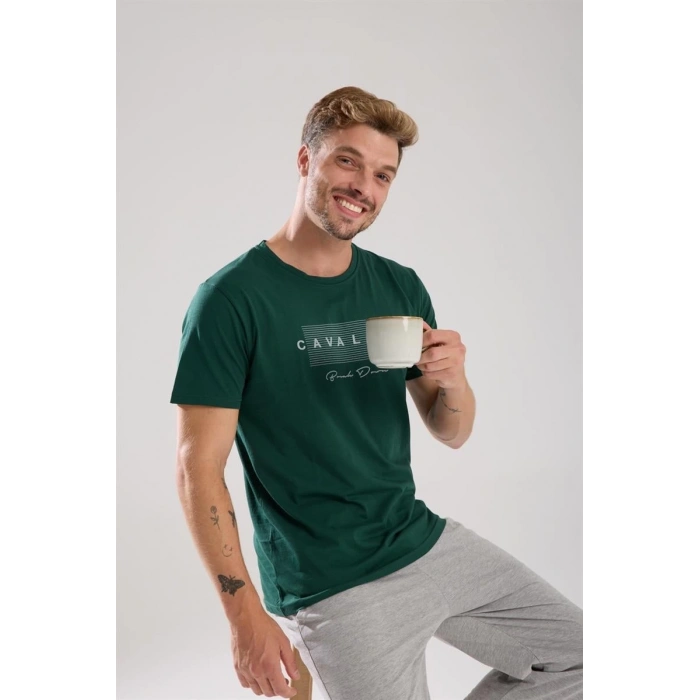 Erkek Yeşil Kısa Kol Pijama Takımı