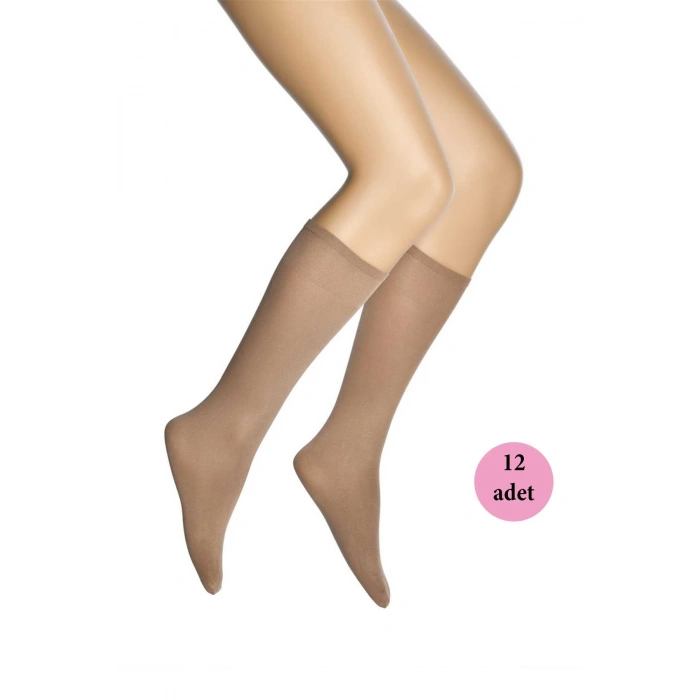 Giyim 12 Adet Mikro 70 Dizaltı Kadın Çorap Bronz 38