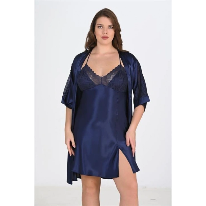 Giyim 2li Lacivert Sabahlık Takımı Bigsize 6215