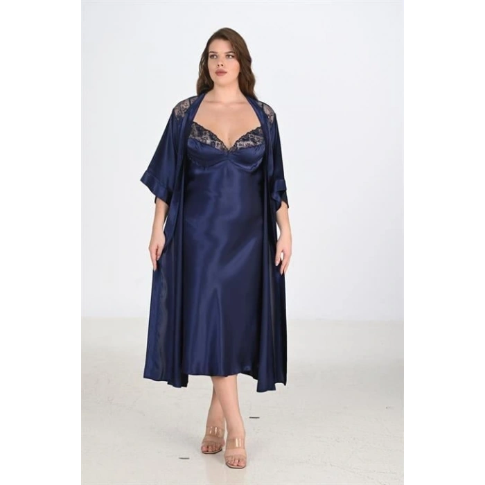 Giyim 2li Lacivert Sabahlık Takımı Bigsize 6228