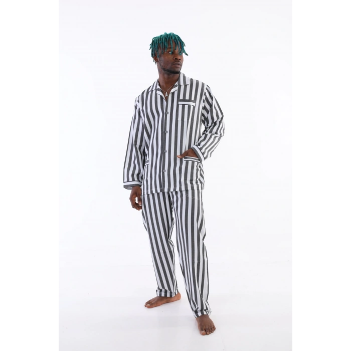 Giyim  4007 Uzun Kol Çizgili Gaffur Erkek  Pijama Takım