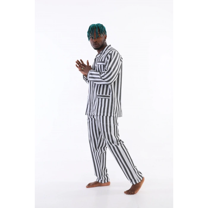 Giyim  4007 Uzun Kol Çizgili Gaffur Erkek  Pijama Takım