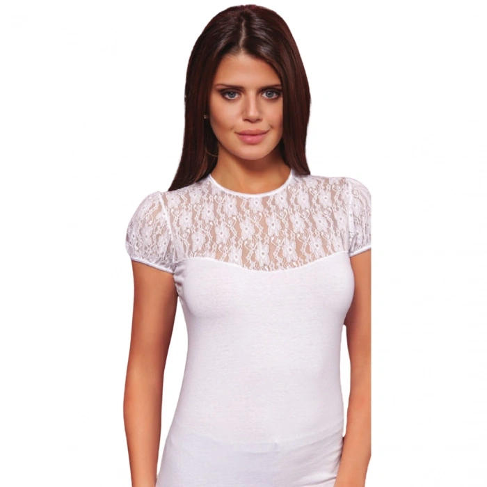 Giyim 8017 Bayan Bisiklet Yaka Kısa Kol Elastane