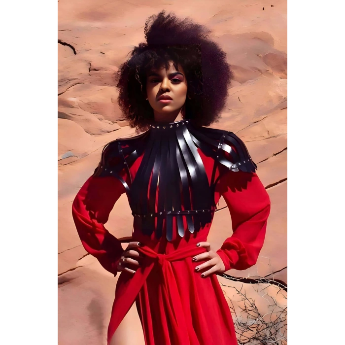 Giyim Arkası Açık Deri Crop Büstiyer Harness - Brf1257