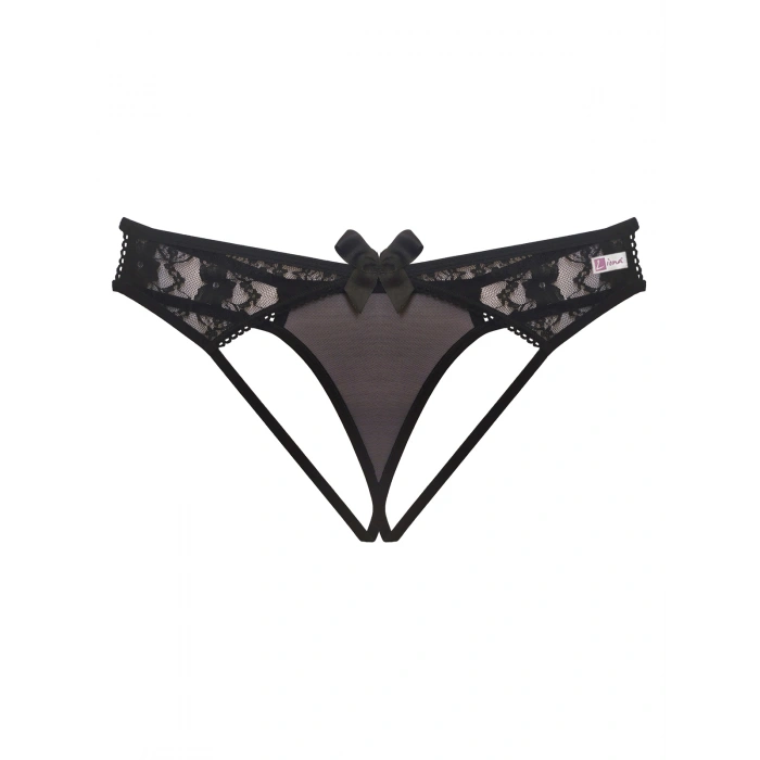 Giyim  Arkası Açık Siyah Fantezi String Tanga