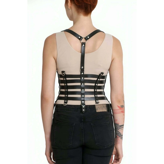 Giyim Beşli Bağlamalı Deri Göğüs Harness - Brf630