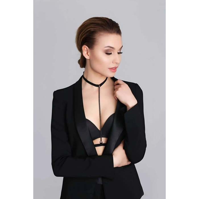 Giyim Boyun Bel Arası Zincirli Seksi Choker - Brf48