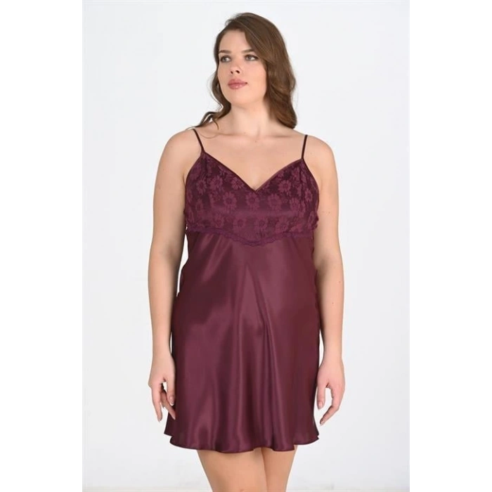 Giyim Büyük Beden Mürdüm Gecelik 2108