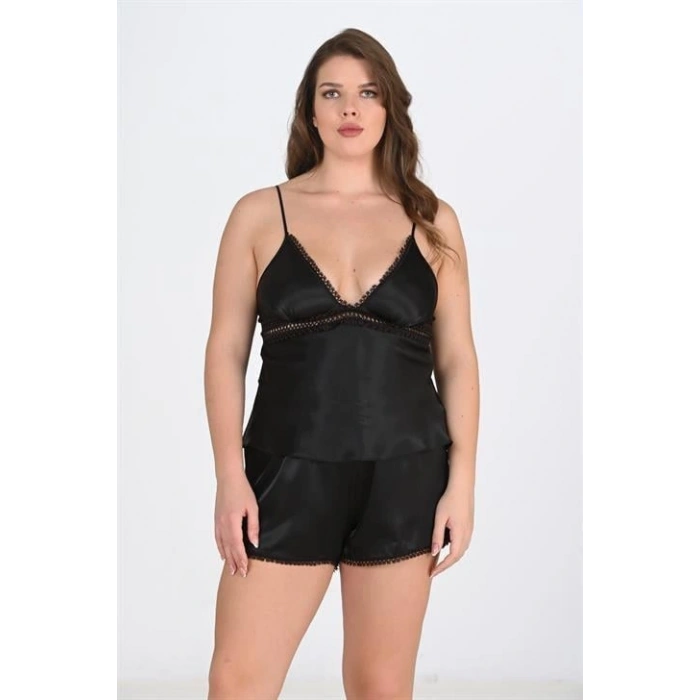 Giyim Büyük Beden Siyah Şort Takımı