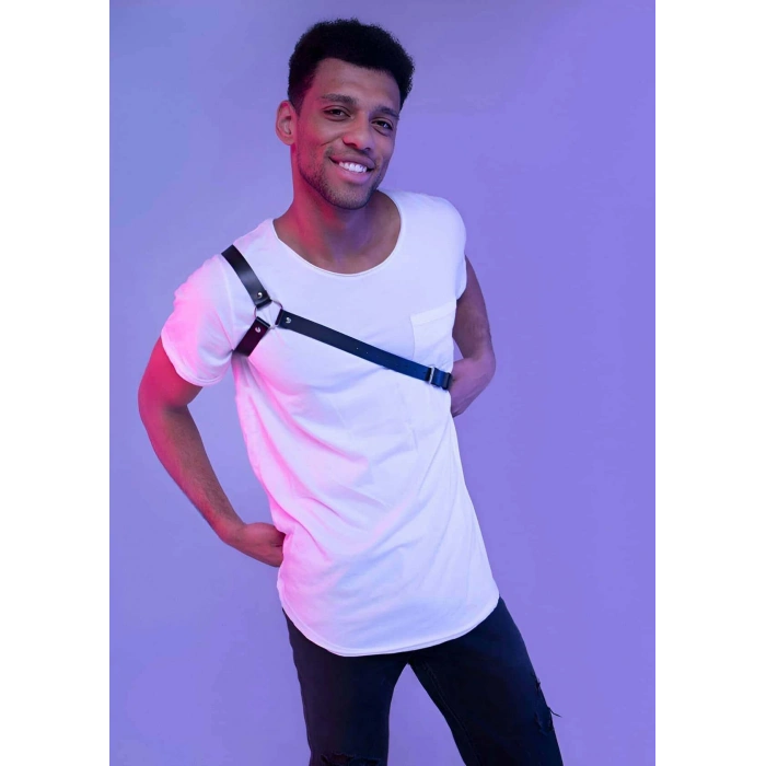 Giyim Çapraz Kol Detaylı Erkek  Deri Harness - Brfm3