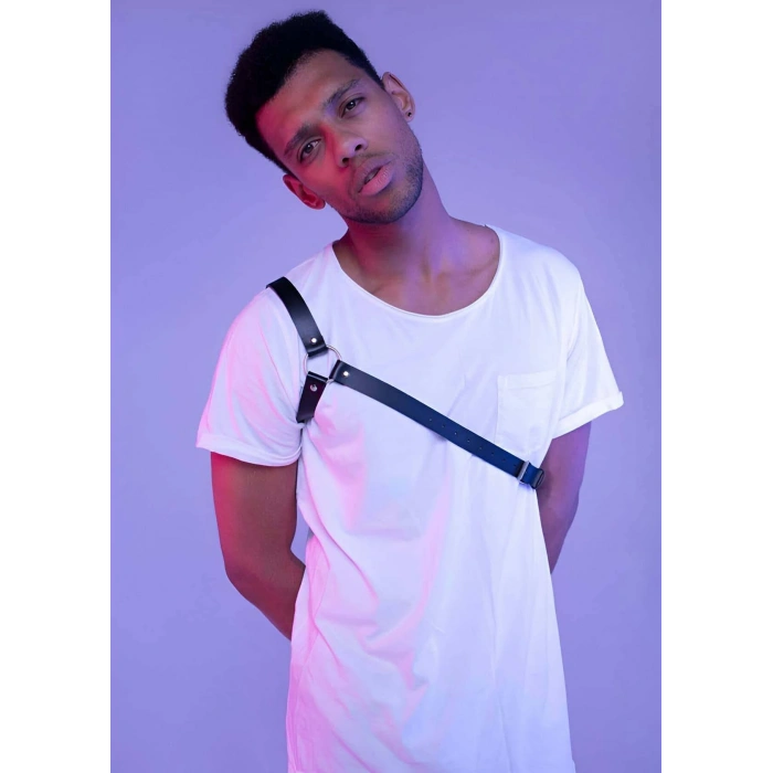 Giyim Çapraz Kol Detaylı Erkek  Deri Harness - Brfm3